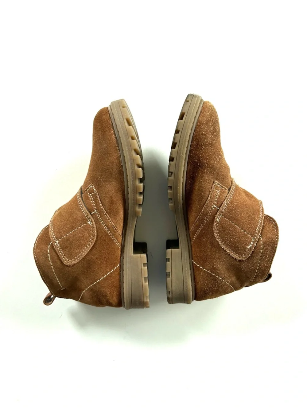 Gioseppo Tan Brown Genuine Leather Suede Wide Velcro Foot Strap Chukka Boots